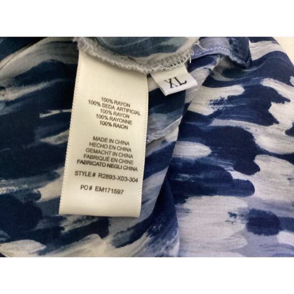 Anthropologie Cloth & Stone blue and white abstract pattern button-down shirt XL - Picture 4 of 8